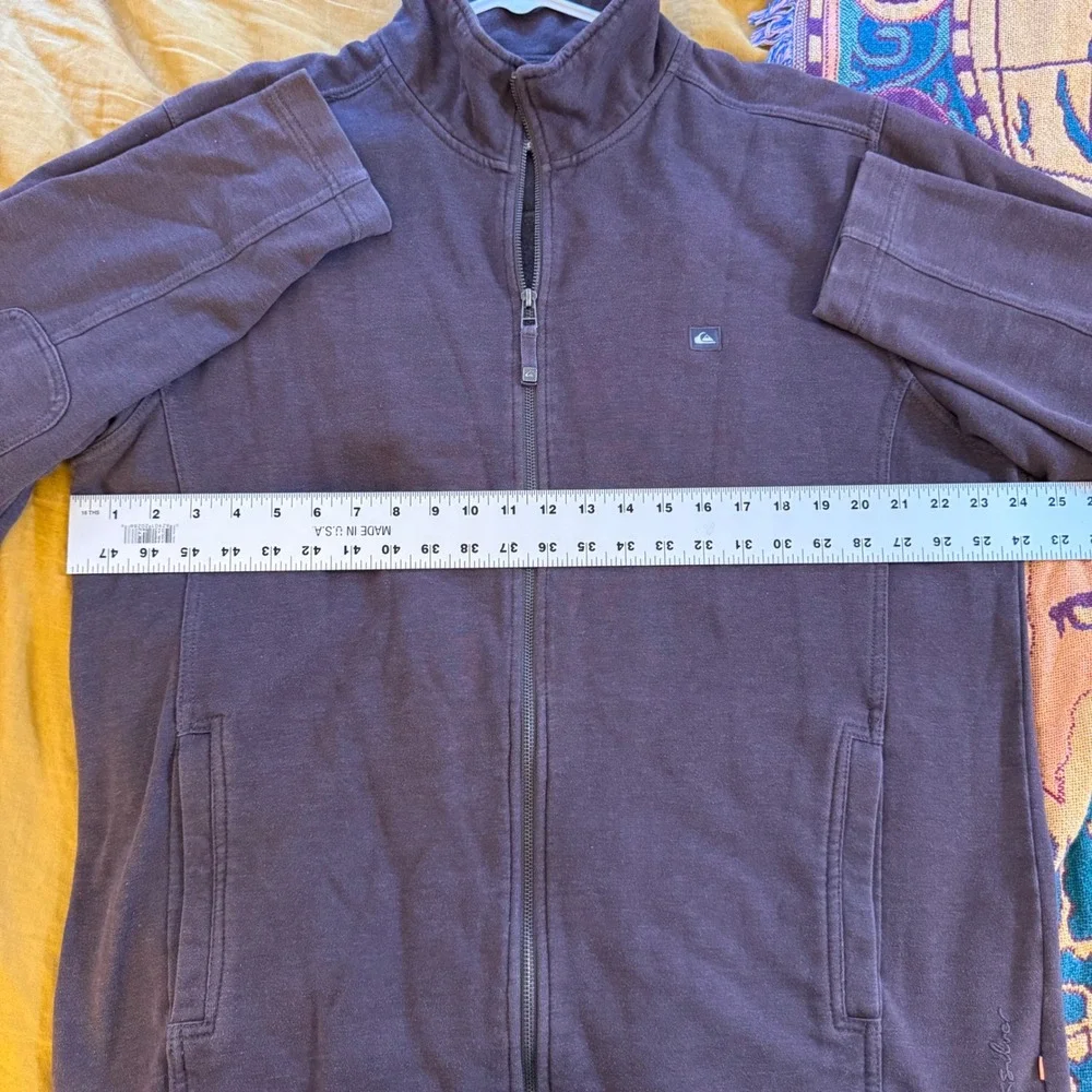 Quiksilver Mens XL Brown Full Zip Track Jacket Mock Neck Elbow Pads Cotton Blend